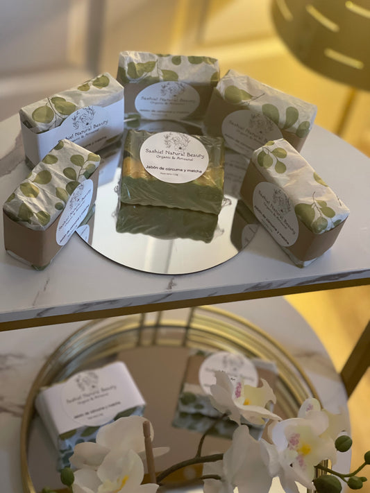 turmeric and matcha soap